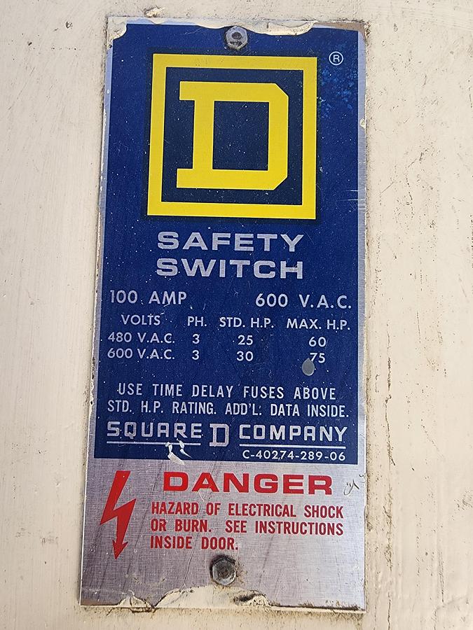 Used Square D H-363AWK 100 Amp 600 V Safety Switch / Disconnect