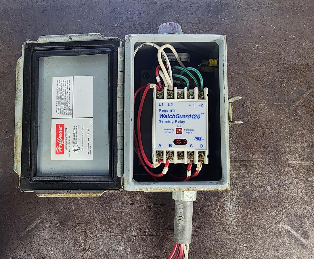 Used Regent WatchGuard120 Sensing Relay with A-604CHFTC Hoffman Enclosure