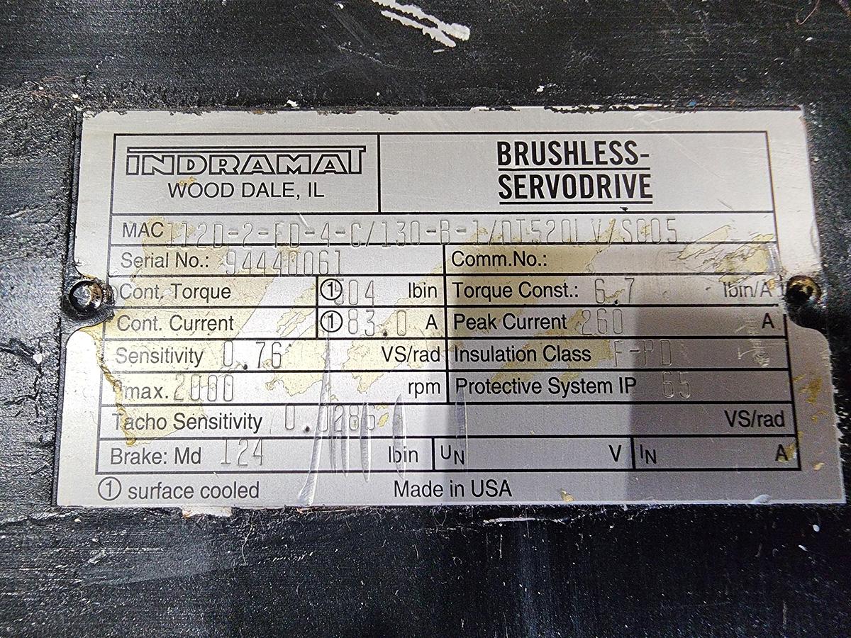 Used Indramat 112D-2-FD-4-C/130-B-1/DI5201V/S005 Servo Motor