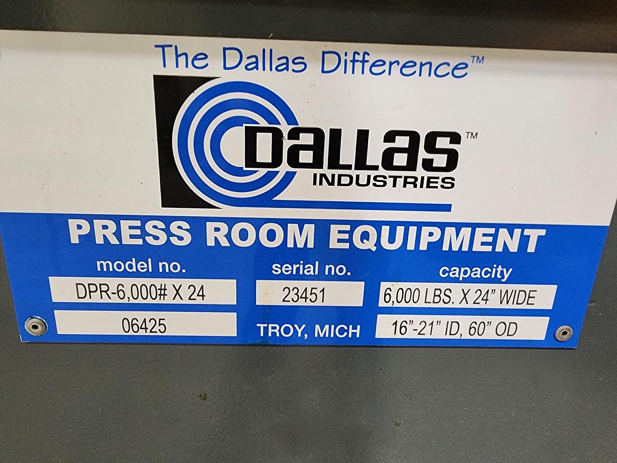Used 24" x 6,000 LB DALLAS COIL REEL