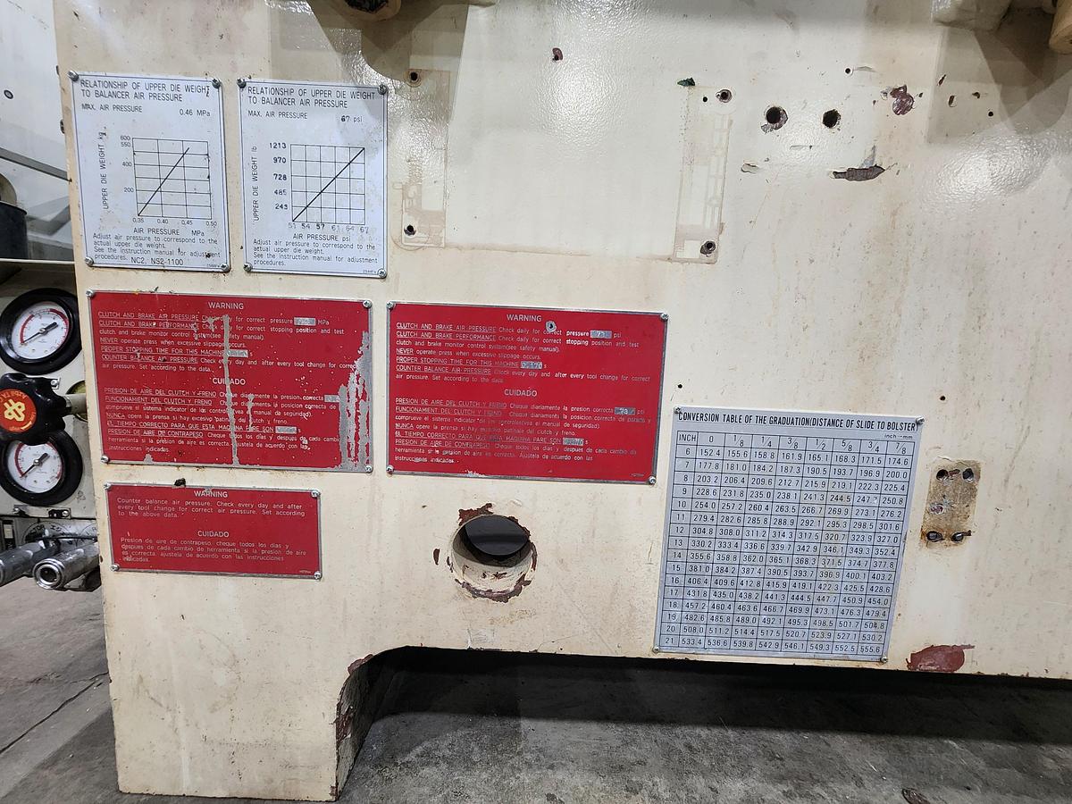 Used 121 TON AIDA MODEL NC2-1100(2)E GAP FRAME PRESS