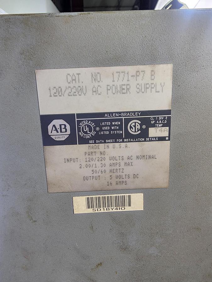 Used Allen-Bradley 1771-A4B 16 Slot I/O Chassis w modules 1771-P7 Power Supply