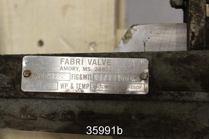 Used Fabri 4" Hand Operated Knife Gate Valve #35991