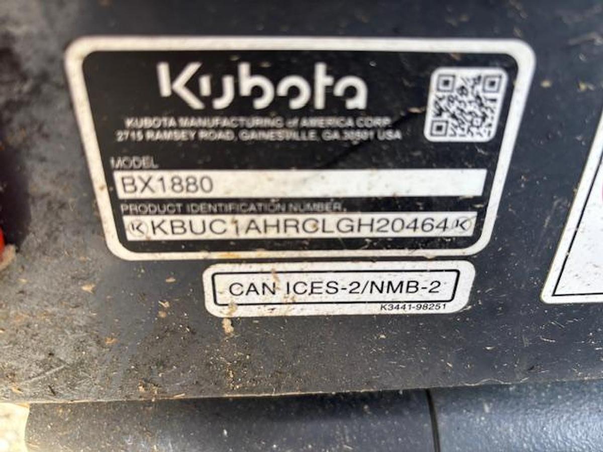 Used KUBOTA BX1880 W/LOADER & FRONT MOUNT SNOWBLOWER