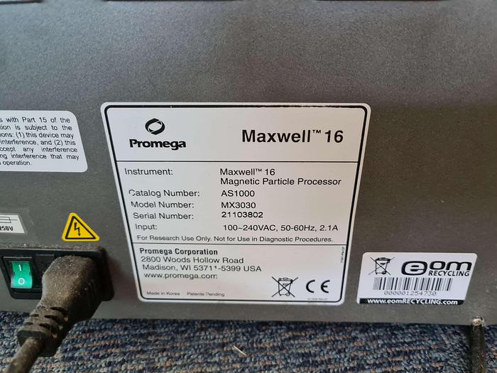 Used Promega Maxwell 16 MX3030 Magnetic Particle Processor