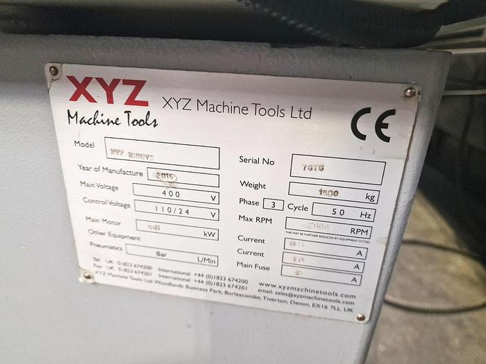 Used 2015 XYZ  1550 VS GAP BED CENTRE LATHE