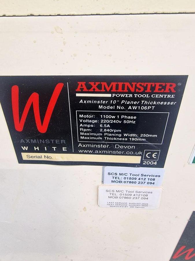 Used AXMINSTER 10" PLANER THICKNESSER Model AW106PT
