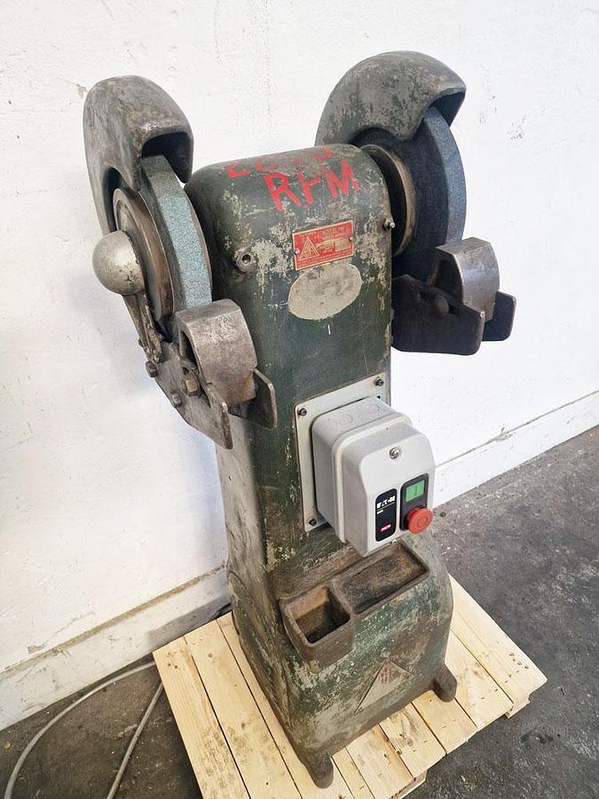 Used RJH BISON DOUBLE ENDED PEDESTAL GRINDER