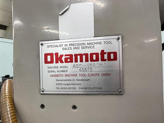 Used OKAMOTO ACC 450 DXA HYDRAULIC SURFACE GRINDER