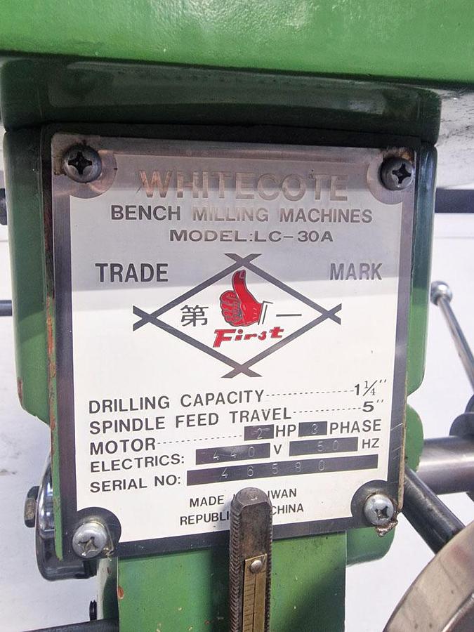 Used WHITECOTE Model LC 30A BENCH TOP MILLING & DRILLING MACHINE