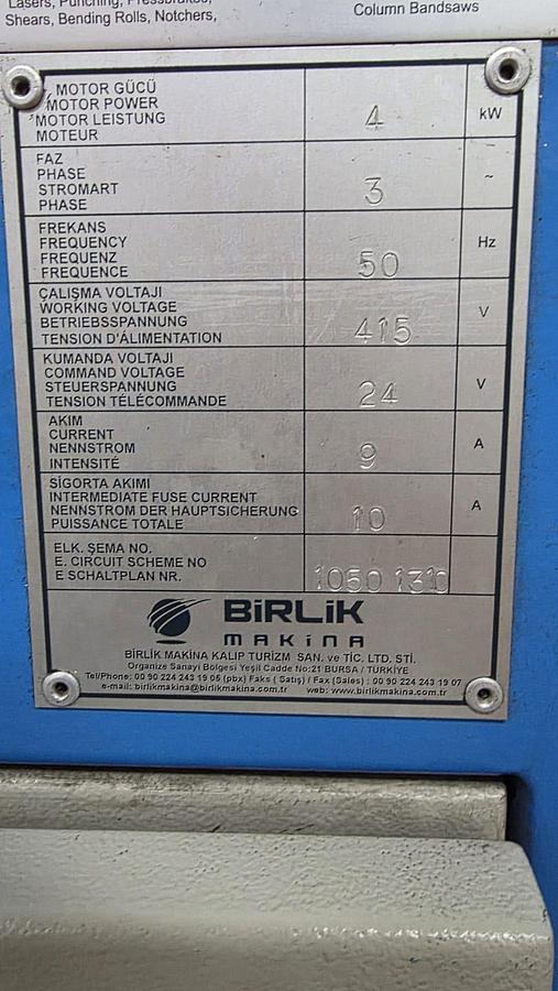 Used 2013 BIRLIK Model MSMS – 3030mm x 3mm Capacity Initial Pinch, Powered Bending Rolls,