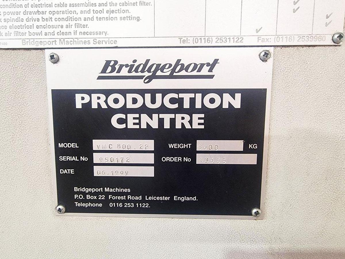 Used BRIDGEPORT VMC 800 VERTICAL MACHINING CENTRE
