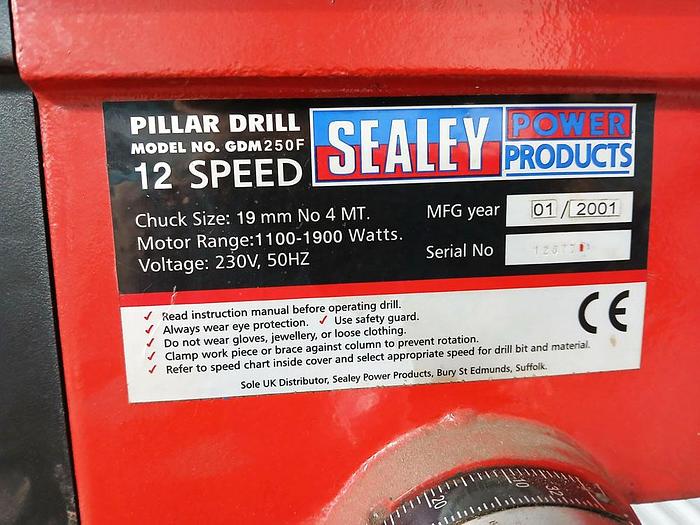 Used 2001 SEALEY GDM 250F PILLAR DRILL
