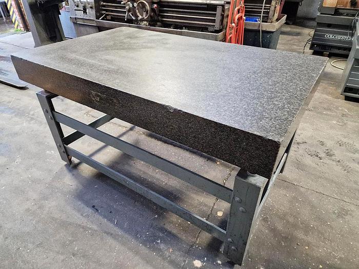 Used CROWN WINDLEY 5' x 3' GRANITE SURFACE TABLE ON STAND