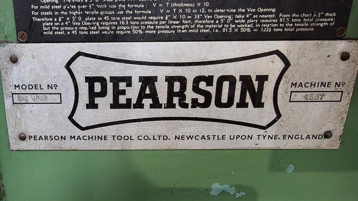 Used PEARSON 50 Ton x 2500mm Hydraulic Downstroke Press Brake