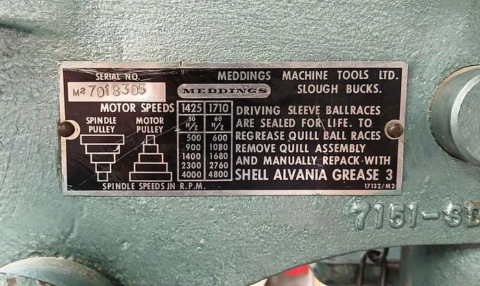 Used MEDDINGS PILLAR DRILL
