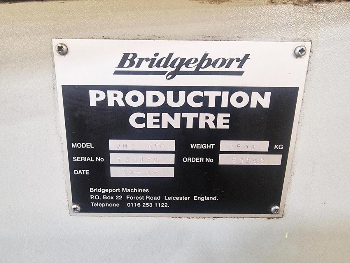 Used BRIDGEPORT VMC 600 VERTICAL MACHINING CENTRE