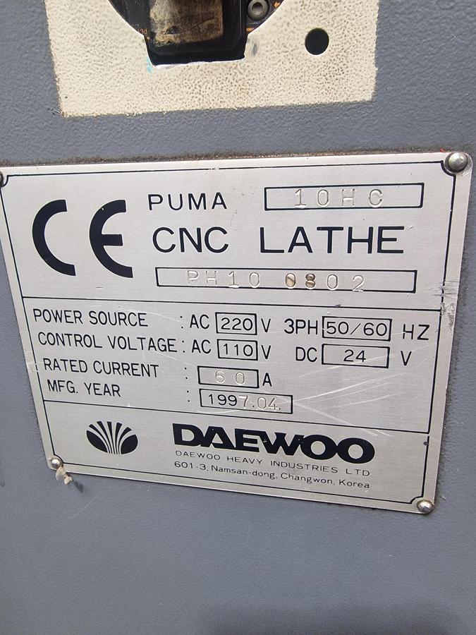 Used DAEWOO PUMA 10 HC CNC LATHE