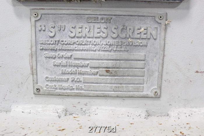 Used Beloit MDS24A Beloit Horizontal Pressure Screen, Model Mds24A, #27775
