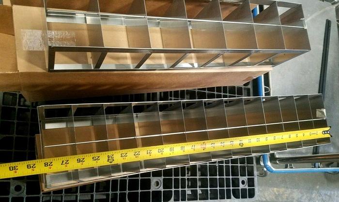 Used 28-1/2" Cell Bank Stainless Steel Stack Trays Racks Pharmaceutical