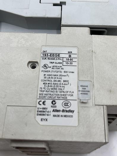 Used Allen-Bradley 100-C85D*00 Ser A 193-EEGE Ser B 100-S