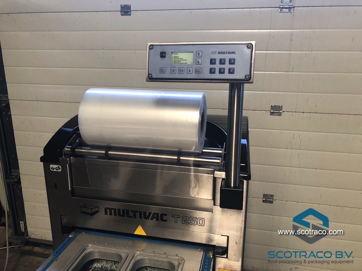 Used Multivac T250 MAP-traysealer. Semi-automatic, excellent condition.