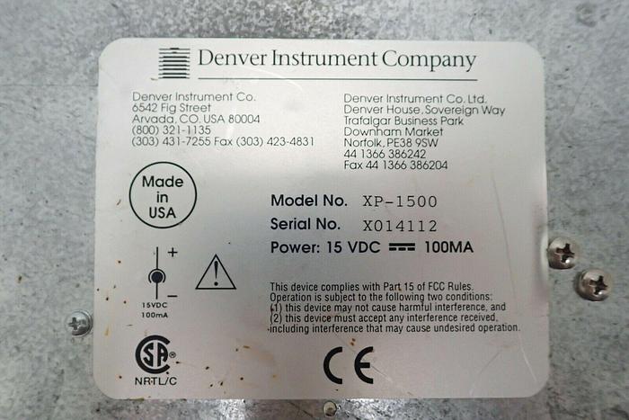 Used Denver Instruments XP-1500 1500x0.05g Lab Scale Electronic Balance