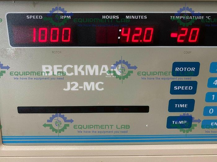 Used Beckman Coulter J2-MC Refrigerated Centrifuge w/ Piramoon FiberLite F8-4x1000y Rotor