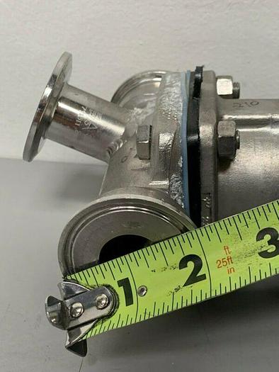 Used ITT Pure-Flo A209 Stainless Steel 3-Way Diaphragm Valve w/ 2" Sanitary Fittings