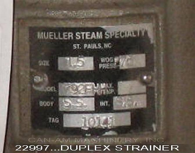 Unused Mueller Steam 792FHH Duplex Strainer, 1.5" Inlet & Outlet, 275 Psig W.O.G. Pressure, With .060" Holes Basket, (Unused) #22997