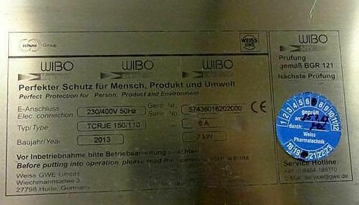 Used Wibojekt TGRJE 150/110 , Chemikalien umfüllplatz , Bj 2013 , Weiss GWE ,WIBO