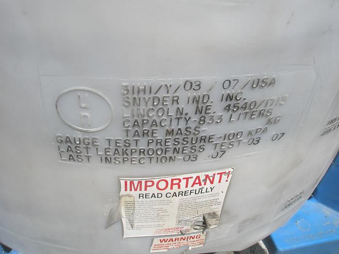 Used Tank, 220 Gallon, Pe, 48" X 30" Deep, FT/FB, Snyder (2) #S737776