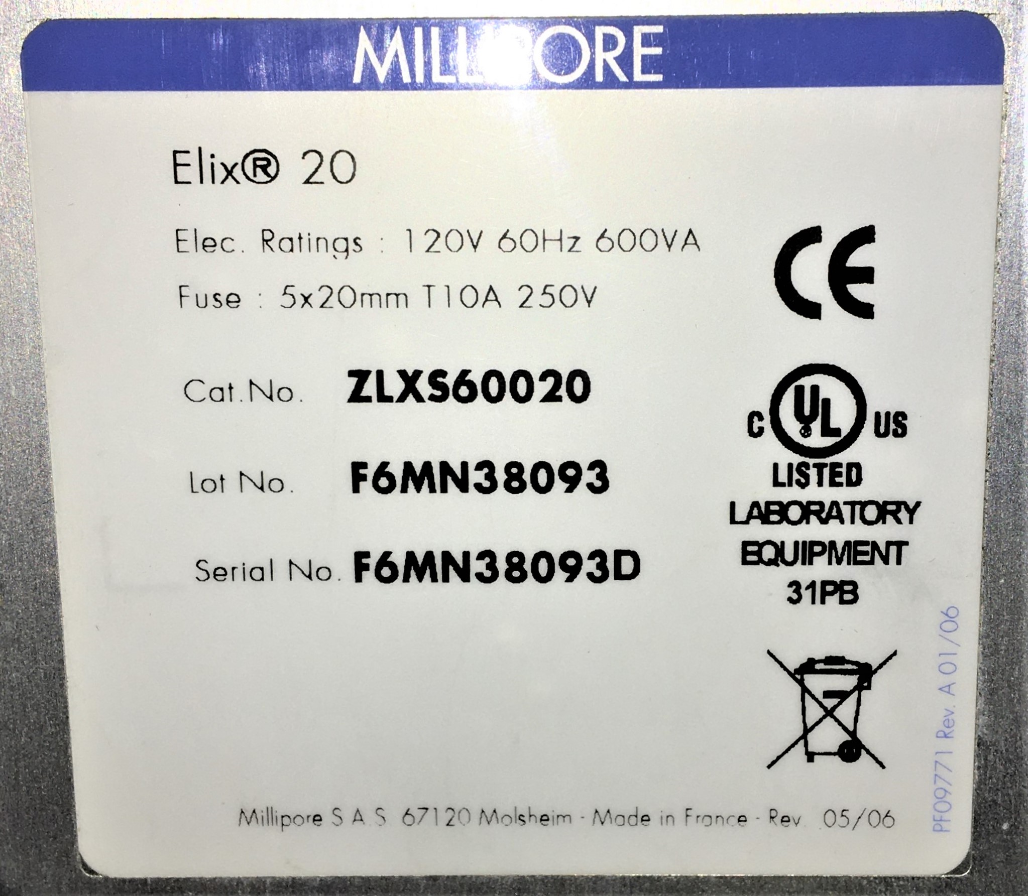 Used Millipore Elix 20 with SDS-200 Water Purification System