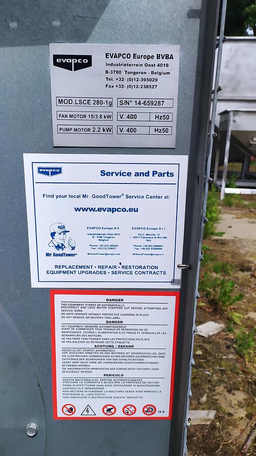 Used Skraplacz natryskowo-wyparny EVAPCO LSCE 280-1g skraplacz amoniakalny NH3 1045 kW