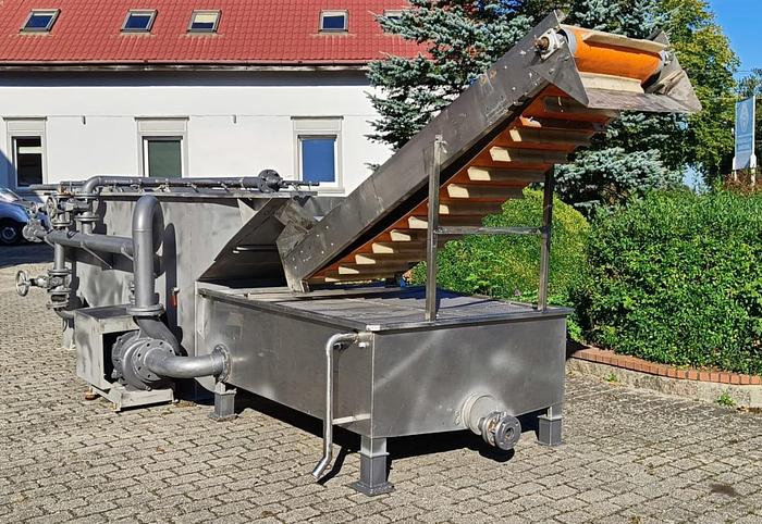 Used Płuczko-odkamieniacz 2-komorowy FEMIA z przenośnikiem odbierającym progowym