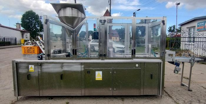 Used Liniowa maszyna pakująca PAK 3LP  (dozownico-zamykarka – wieczka zgrzewane)