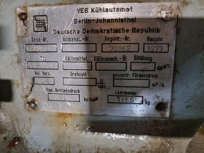 Used Sprężarka śrubowa, amoniakalna "VEB Kühlautomat"