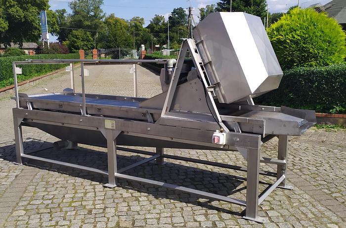 Used Separator wibracyjny „Femia” z sitem oczkowym dolnym i sitem prętowym górnym oraz wanną na zanieczyszczenia- nierdzewny