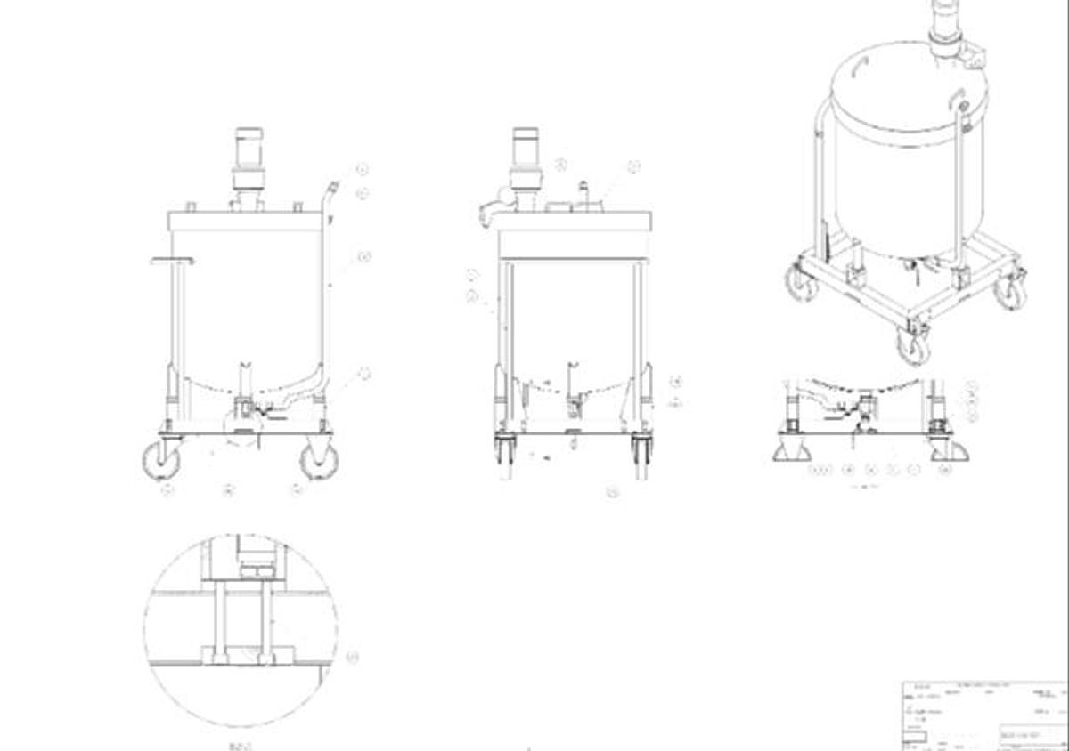 Used Zbiornik nierdzewny 470 l z mieszadłem i wózkiem