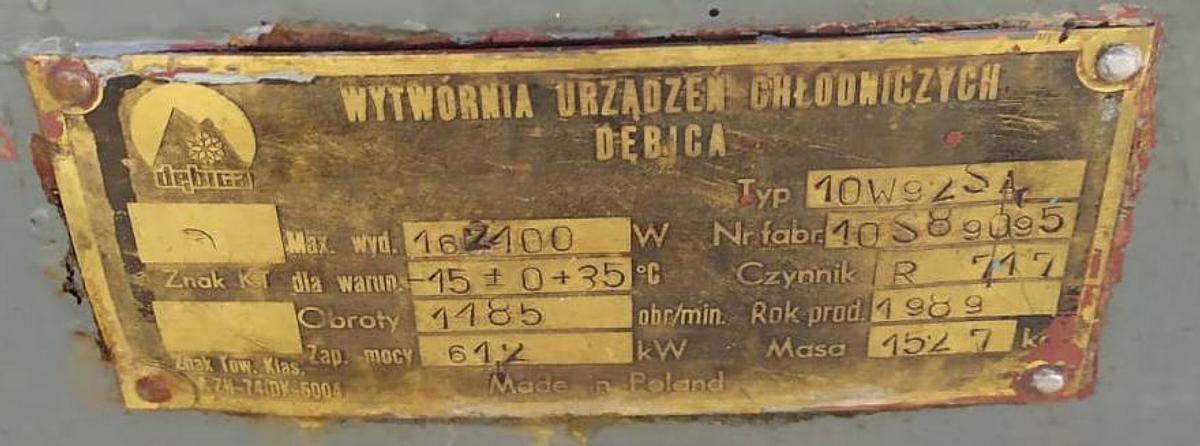 Used Agregat chłodniczy 10 W 92 SA WUCH Dębica - nieużywany !