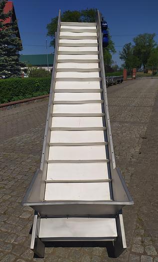 Used Przenośnik taśmowy, skośny, progowy - nierdzewny