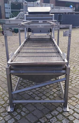 Used Separator wibracyjny „Femia” z sitem oczkowym dolnym i sitem prętowym górnym oraz wanną na zanieczyszczenia- nierdzewny