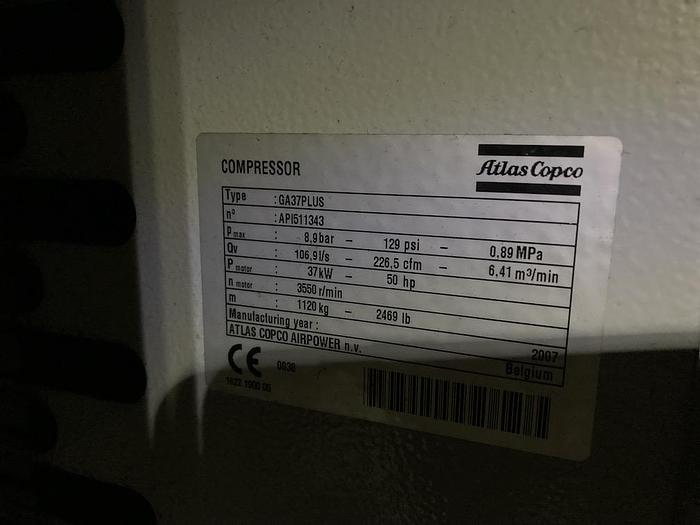 Used Atlas Copco Type GA37+ Compressor
