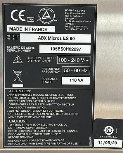 Used HORIBA ABX  Micros ES60