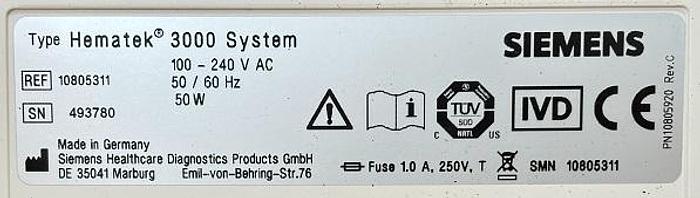 Used Siemens, Hematek 3000