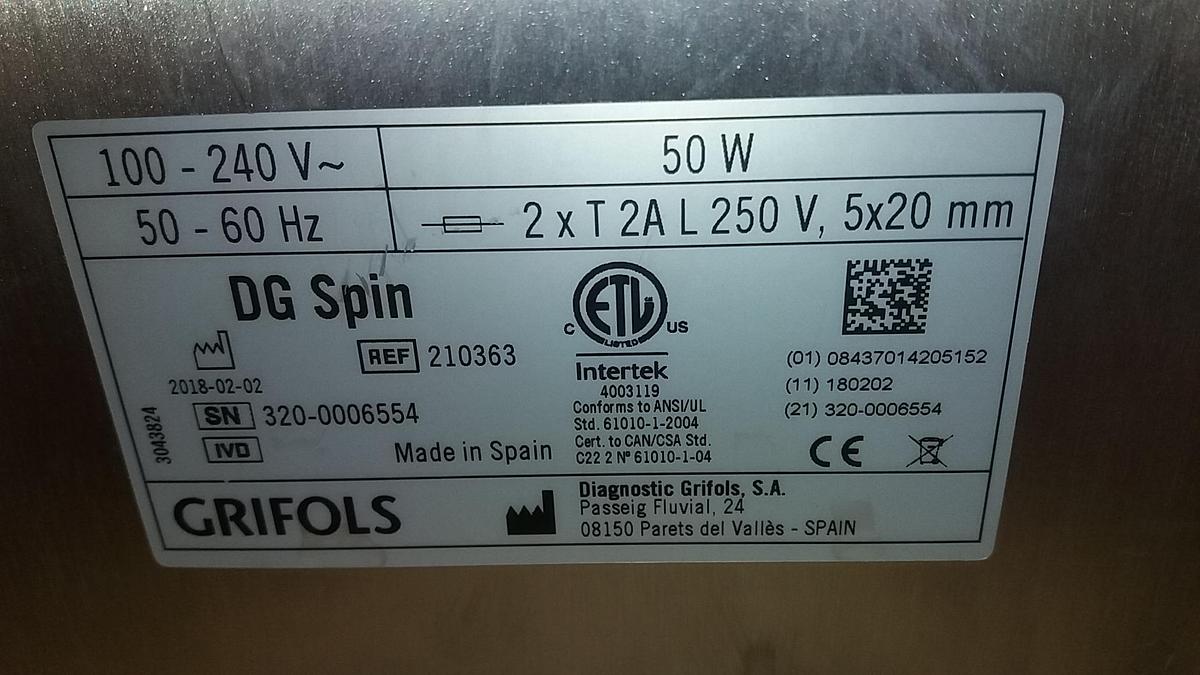 Used Grifols DG SPIN Centrifuge