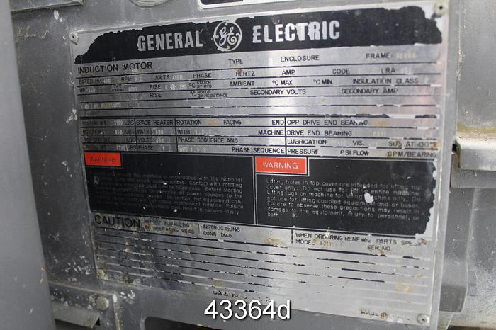 Used General Electric A/C Motor, 400Hp, 890Rpm, 4160Volts #43364