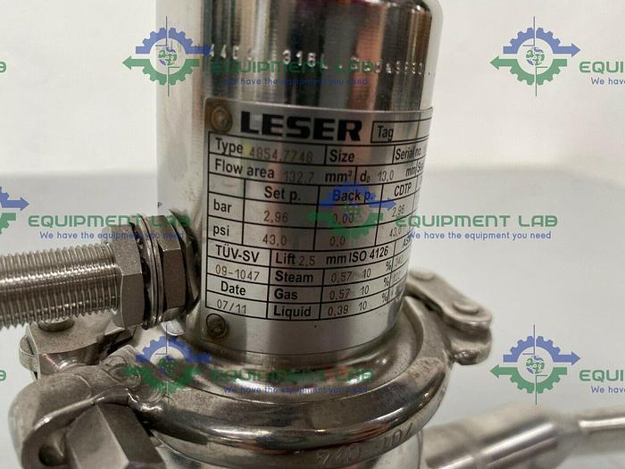 Used Leser 4854.7748 Stainless Steel Valve w/ Piping & 1 1/2" & 3/4" Sanitary Fitting