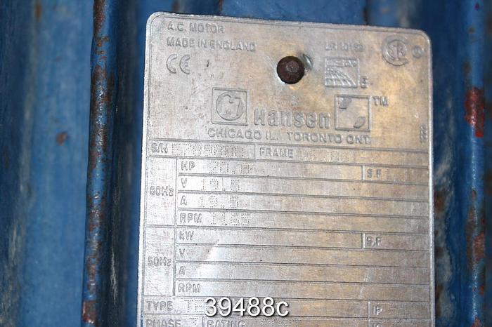 Used Hansen 20 HP AC Motor, 1165 RPM, 575 Volts, DF286T Frame #39488