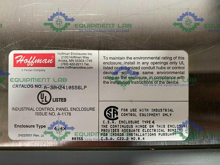 Used Hoffman 30" x 24" x 10" A30H2410SS6LP Stainless Steel Enclosure